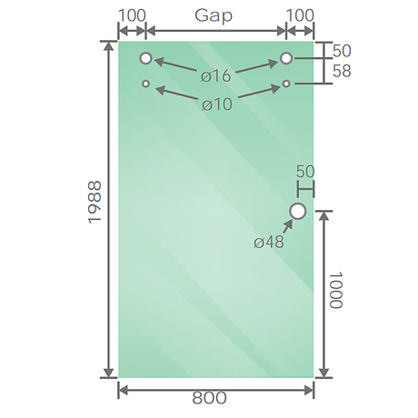 150x90cm Frameless Glass Sliding Corner Shower with Black Rail and Hardware