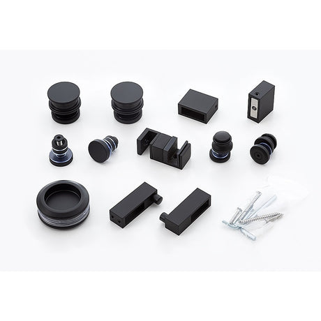 150x90cm Frameless Glass Sliding Corner Shower with Black Rail and Hardware