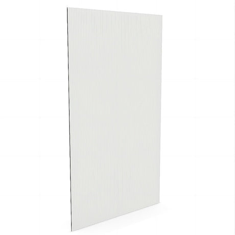 80cm Reeded Single Shower Glass Screen with White F-brackets & Square Pole