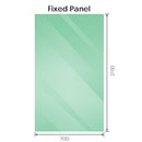 70x210cm Single Shower Glass Screen with Black U-brackets & Square Pole