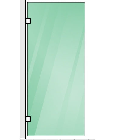 100x200cm Single Shower Glass Screen with White Wall Channel & Square Pole