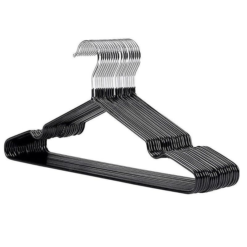 100x Metal Clothes Hangers Non Anti Slip Rubber Coated Wire Suit Coat Hanger