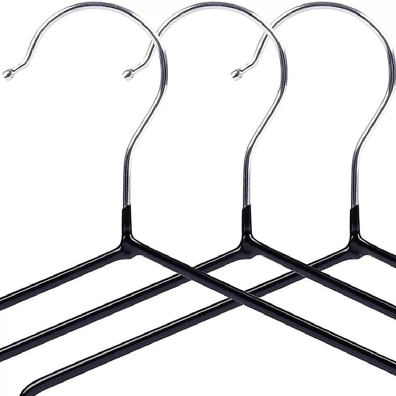 100x Metal Clothes Hangers Non Anti Slip Rubber Coated Wire Suit Coat Hanger