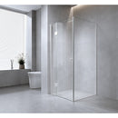 120x90cm Corner Frameless Shower Screen with Nickel Channel and SS Hinges, Round Handle