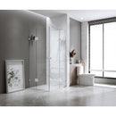 90x100cm Double Door Corner Shower – Nickel Wall U-Brackets with SS Hinges for Contemporary Bathrooms
