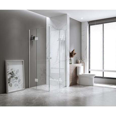 100x120cm Double Door Corner Shower with Nickel Channels and SS Hinges, Round Handle