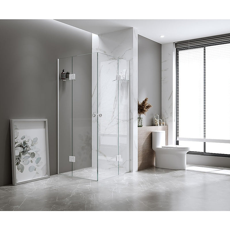 100x120cm Double Door Corner Shower with Nickel Channels and SS Hinges, Round Handle