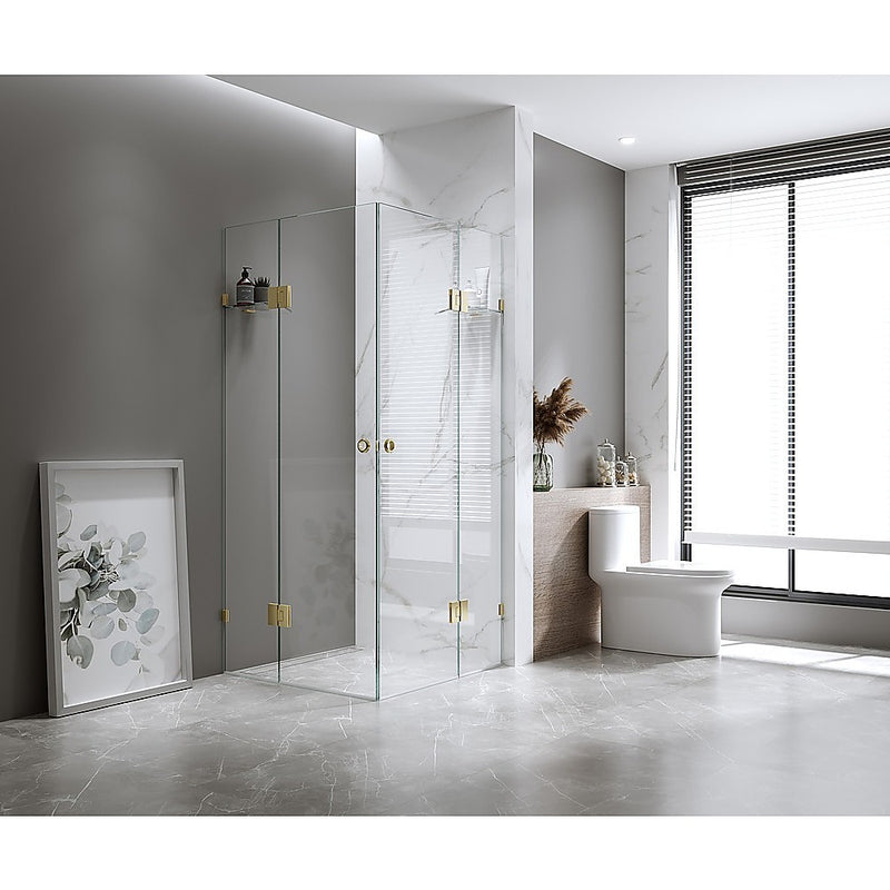 110x120cm Double Door Corner Shower – Nickel Wall F-Brackets with SS Hinges for Contemporary Bathrooms