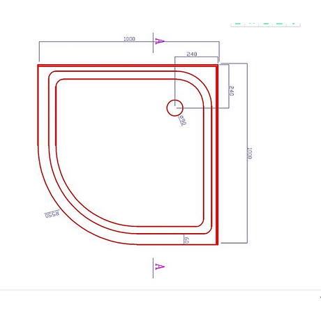 100x100cm Rounded Curved Shower Base in White