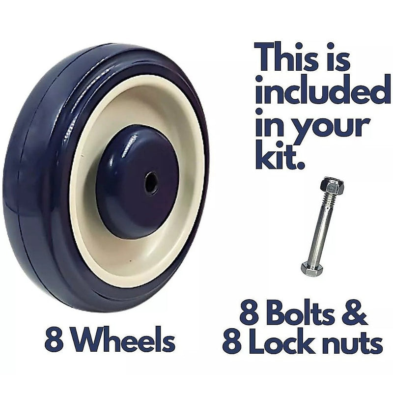 8 x 5" Diameter Wheels Nuts and Bolts included