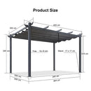 3x4M Aluminium Pergola Marquee with Retractable Roof – Garden Canopy
