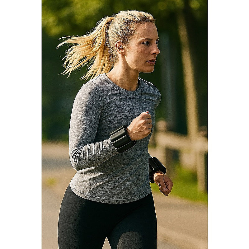 2-Piece Ankle & Wrist Weights – 2kg Pair Adjustable Workout Bangles (Black)