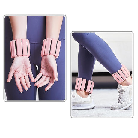 2-Piece Ankle & Wrist Weights – 1kg Pair Adjustable Workout Bangles (Pink)