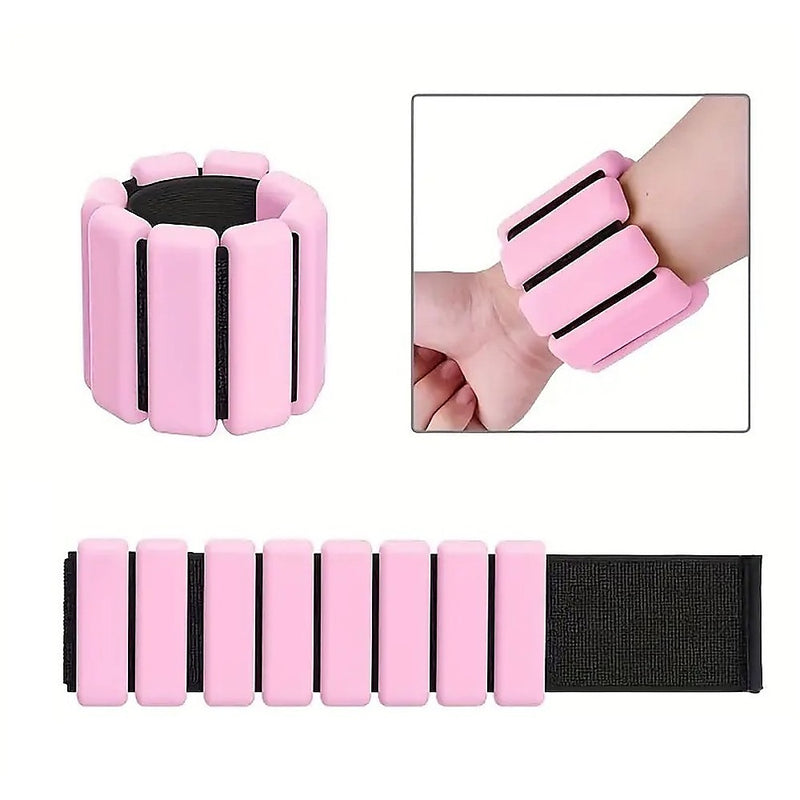 2-Piece Ankle & Wrist Weights – 2kg Pair Adjustable Workout Bangles (Pink)