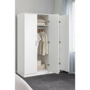 3 Door White Gloss Wardrobe – White Handles, Hanging Rail & Shelves