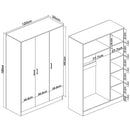 3 Door White Gloss Wardrobe – White Handles, Hanging Rail & Shelves
