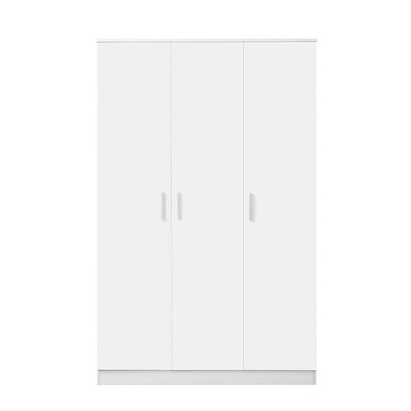 3 Door White Gloss Wardrobe – Black Handles, Hanging Rail & Shelves