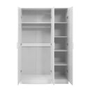 3 Door White Gloss Wardrobe – Gold Handles, Hanging Rail & Shelves