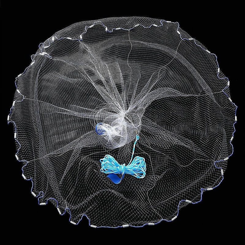 3m Nylon Fishing Cast Net – Quick Throw Mesh with Drawstring & Chain Bottom Weights