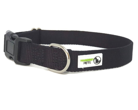 100% Pure Bamboo Fibre Dog Collar Plastic Buckle X-Small Black