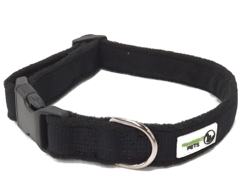 100% Pure Bamboo Fibre w/Fleece Lining Dog Collar Plastic Buckle Small Black