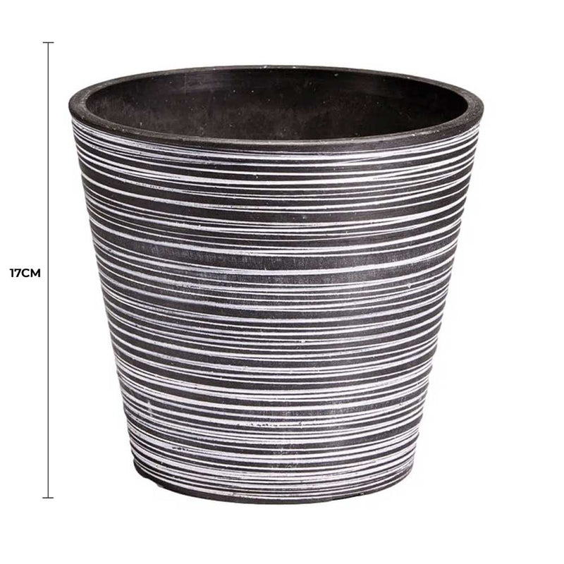 Black and White Engraved Pot 17cm