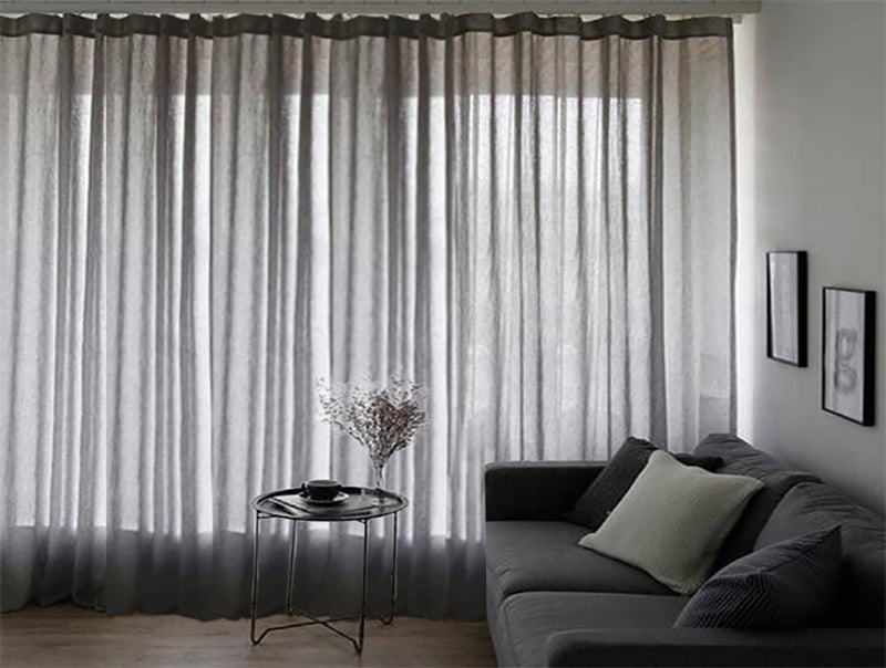 2 Long drop Sheer Voile Curtains 588cm wide 270cm Drop +Hooks Pinch Pleat  Black