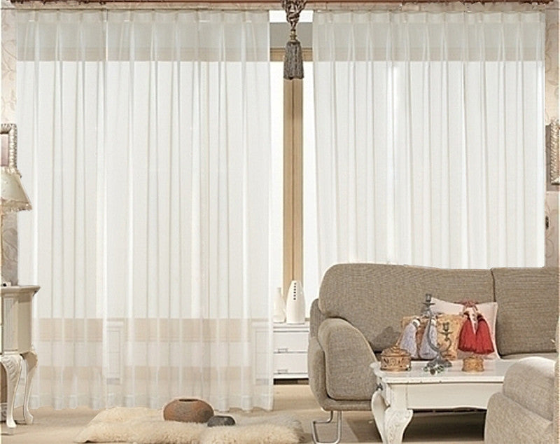 2 Long drop Sheer Voile Curtains 580cm wide 270cm long+30 Hooks Pinch Pleat New