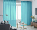 2 Long drop Sheer Voile Curtains 592cm x 270cm Drop+Hooks Pinch Pleat Lake Blue
