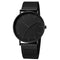 NNEOBA Mens Ultra Thin Magnetic Bracelet Quartz Watch - All-Black Slim Mesh Steel