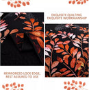 Black and Red  Leaves Quilted Bedspread & Pillowcase Set