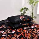 Black and Red  Leaves Quilted Bedspread & Pillowcase Set
