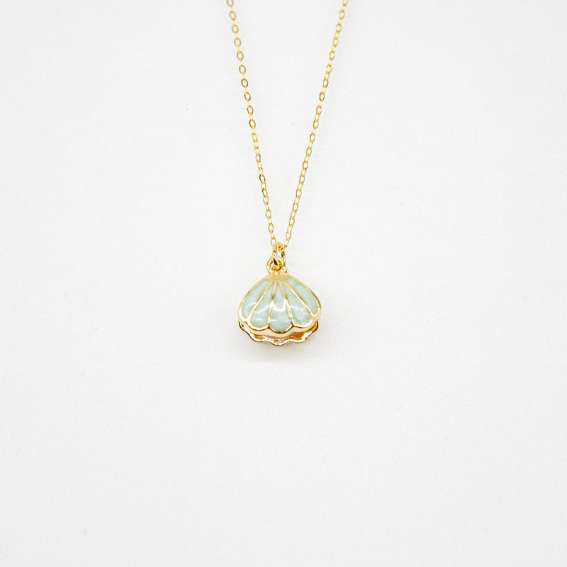 Gift Gox - Aroma Necklace 925 Silver, Gold coated - Green Shell Paradise Peach (Pink) + Purify Oil Blend
