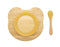 Bamboo Kid Child Baby Plate Bowl & Silicon Suction Cap Base & Spoon - Teddy Bear