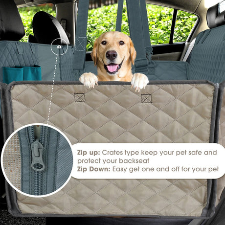 Heavy Duty Dog Car Seat Cover with Side Flaps, Waterproof Pet Back Seat Cover,  Non-Slip  Scratchproof Dog Hammock for Cars, Trucks and SUVs