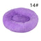 Calming Donut Pet Bed -Soft Faux Fur, Anti-Anxiety Fluffy Round Bed for Cats and Small Dogs (Purple)50cm