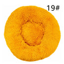 Calming Donut Pet Bed -Soft Faux Fur, Anti-Anxiety Fluffy Round Bed for Cats and Small Dogs (golden yellow)50cm