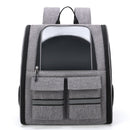 Grey Collapsible Pet Carrier Backpack with Trolley Sleeve
