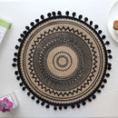 Bohemian Round Woven Placemats | Set of 5 with Fringe Design