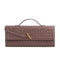 Coffee Luxury Woven PU Leather Clutch - Elegant Women's Evening Baguette Bag with Adjustable Shoulder Strap