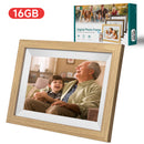 10.1-Inch Wooden Frame WiFi Digital Photo Frame - 16GB Storage, IPS Touchscreen, App Remote Sharing