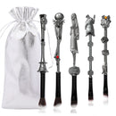 5-Piece Gothic Skeleton Jack Makeup Brush Set - Halloween Horror-Themed Metal Eyeshadow Brushes for Creative Festive Gifts
