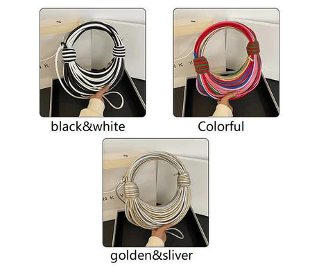 Black And White Fashionable Candy Color Handbag - Crossbody Women's Woven Bag with Unique Line Design