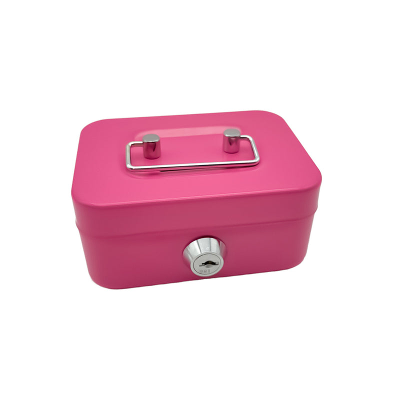 2PCS/Pink Mini Lockable Cash Box with Handle - Secure Money Storage Box