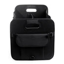 Beige Foldable Car Trunk Organizer - Multi-Compartment Storage Box with Handles