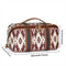 Coffee Brown Boho Travel Cosmetic Bag - Large Waterproof Makeup Organizer with Handle