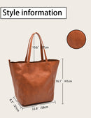 Grey Classic Large PU Leather Tote Bag with Inner Pouch - Elegant and Functional