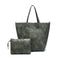 Grey-green Classic Large PU Leather Tote Bag with Inner Pouch - Elegant and Functional