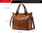 Brown Women's Classic PU Leather Tote Bag with Double Handles - Multi-Pocket Shoulder Bag in Black