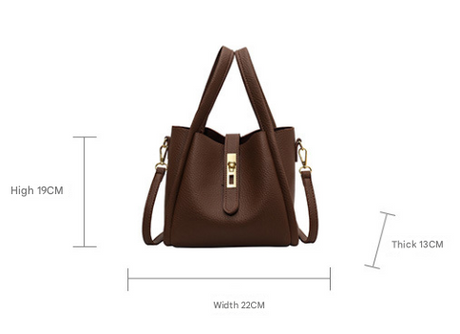 Elephant Gray Elegant Leather Shoulder Bag - Compact Handbag with Adjustable Strap